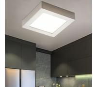 Plafonnier Plafonnier LED lampe de salon argent, 10,9W 900lm 3000K, LxlxH 17x17x4 cm Eglo Fueva 1 94524