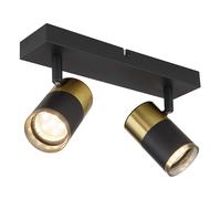Plafonnier plafonnier noir-cuivre spot en aluminium orientable à 2 lampes