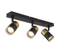 Plafonnier plafonnier noir-cuivre spot en aluminium orientable à 3 lampes