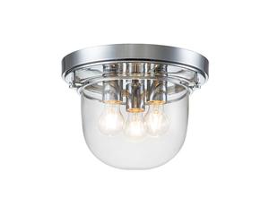 Plafonnier plafonnier salon 3 lampes acier chromé verre clair