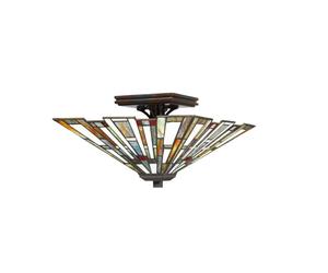 Plafonnier plafonnier salon acier bronze mosaïque verre résine 2xE27