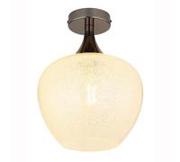 Plafonnier plafonnier salon lumière E27 abat-jour en verre noir chrome D 24 cm