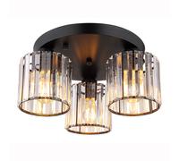 Lampe de plafond Lampe de salon ronde Cristaux acryliques Chambre à coucher, métal noir, 3x E27, DxH 35x18 cm