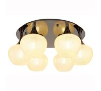 Plafonnier plafonnier salon verre clair à motifs chromé 6 ampoules