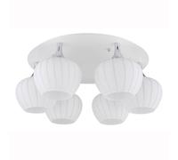 Plafonnier plafonnier salon verre clair blanc à motif chromé 6xE27