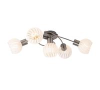 Lampe Spot Plafonnier Suspension 5 Flammes Verre Rainuré Blanc E27 Longueur 69cm