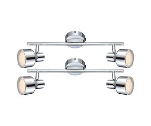 Plafonnier plafonnier spot lampe spot lampe de salon lampe de couloir, spots mobiles, chrome clair, 2x LED 4W 250Lm blanc chaud, LxPxH 38x8x16cm, lot de 2