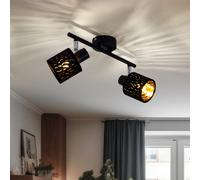 Plafonnier Plafonnier Spot Spot Spot Lampe de salle à manger Lampe de chambre, spots 2 feux orientables, métal velours noir or, 2x douilles E14, LxH 32x15cm