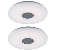 Plafonnier Plafonniers Salon Plafonnier LED de forme ronde, chrome avec abat-jour acrylique, 1x LED 18W 1260 lm blanc chaud, 37,5 cm, lot de 2