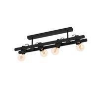 Plafonnier PLIMSOLL E27 4X15W en acier et bois noir 770x95x165mm