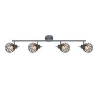 Plafonnier pratique boule grise avec maille en aluminium grossière et cristal - MOSA