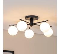 Plafonnier Prato Jupiter, dimmable, noir, Salon / Salle à manger, Métal, Plafonnier