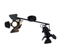Plafonnier Projecteur de film Lampe de salon noire Plafonnier Spots mobiles, volets réglables, 2x GU10, LxH 54 x 26,5 cm