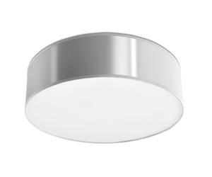 Plafonnier PVC acier lampes salon plafond gris plafonnier rond, plafonnier rond, 2x E27, LxPxH: 35x35x12 cm