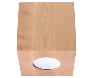 Plafonnier - QUAD - Spot Moderne - Bois Naturel - 1 Ampoule GU10 - Efficacit