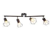 Plafonnier Rail d'éclairage Spotleiste Metallflecht Abschirm schwarz 4 flammig Lampe de plafond, 4x E14 Fassung, 70 x 8 x 8 cm, Salon Salle à manger Entrée