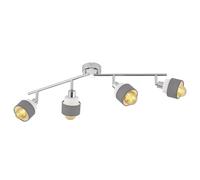 Plafonnier Rampe de spots à intensité variable Lampe de salon Spots mobiles Spot à 4 flammes, acier chromé gris, 4x 4W 470Lm blanc chaud, LxlxH 85x20,2x9 cm