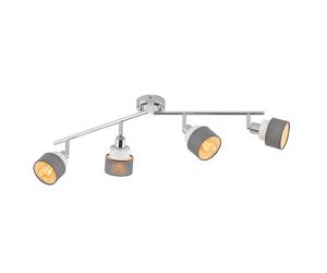 Plafonnier Rampe de spots à intensité variable Lampe de salon Spots mobiles Spot à 4 flammes, acier chromé gris, 4x 4W 470Lm blanc chaud, LxlxH 85x20,2x9 cm