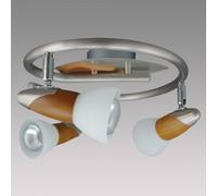 Plafonnier REA 3xE14/R50/40W, nickel satiné/bois foncé/blanc L : 300, l : 170, H : 300, douille E14/R50, intensité lumineuse variable