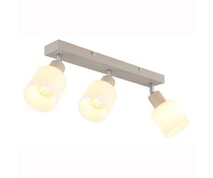 Plafonnier, réglette de spots, spot lumineux, E14, 3 lumières, couleur sable, verre opale, orientable