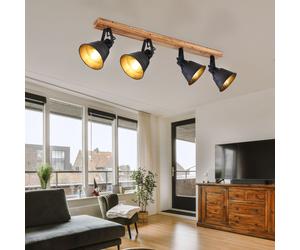 Plafonnier rétro à filament spot bar noir mat lampe de projecteur mobile dans un ensemble comprenant des ampoules LED