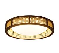 Plafonnier Rétro À Texture Tissée, Lampe Encastrée Style Milieu Du Siècle Avec Led, Luminaire de Style Zen Japonais, Plafón de Madera, Lustre Para Bedroom, Living Room, Office, Hallway