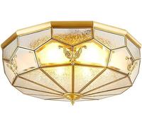 Plafonnier rétro en cuivre, éclairage LED en Verre de Style européen, Lustre décoratif, Lustre