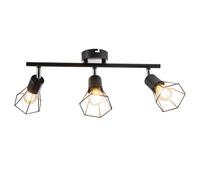 Plafonnier Rétro Grille Spot de plafond Cage style campagne Lampe de salon Plafond Vintage, en noir, 3x E14, LxLxH 40 x 8 x 8 cm