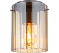 Plafonnier Rétro Lampe de salon verre rainuré Plafonnier ambre Lampe de couloir, 1x E27, DxH 18 x 23 cm