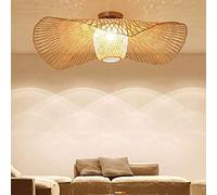 Plafonnier Rétro Lumière Naturelle De Bambou Et Rotin Vintage E27 Éclairage Plafond Tissées À Main Pour Manger Salon Bar Café Pendentif Cuisine Lampe Suspendue Table À Manger Lustres Décorative,48cm