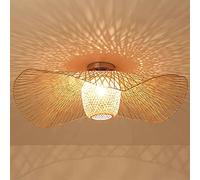 Plafonnier Rétro Lumière Naturelle De Bambou Et Rotin Vintage E27 Éclairage Plafond Tissées À Main Pour Manger Salon Bar Café Pendentif Cuisine Lampe Suspendue Table À Manger Lustres Décorative,65cm