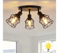 Plafonnier Rétro Rotatif, Plafonnier avec 3 ampoules LED E27 Fer Pour Salon Chambre Couloir Restaurant Hôtel Commerce Café Blanc Chaud
