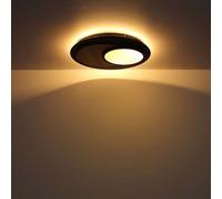 Plafonnier rétroéclairage lampe de salle à manger aspect bois noir LED D 48 cm