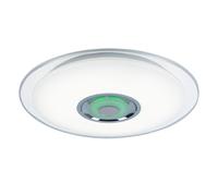 Plafonnier RGB LED Télécommande Musique Plafonnier LED Haut-parleur Lumière du jour avec Bluetooth App , métal chromé, effet étoilé, 1x 24W 1600lm, DxH 47,5x5,7 cm