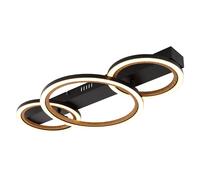 Plafonnier Ring Lampe de salon Plafonnier LED imitation bois Lampe de chambre, 40W 1370lm blanc chaud, LxH 58 x 7 cm