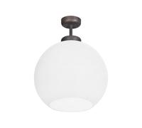 Plafonnier Rond Ø 24 Cm E27 En Bronze Blanc En Laiton Verre