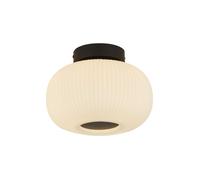 Plafonnier Rond Ø 24 Cm Petit Noir Blanc Verre Métal E27