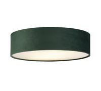 Plafonnier Rond Ø 38 Cm H: 10 Cm Abat-Jour En Velours Vert 2x E27 Moderne