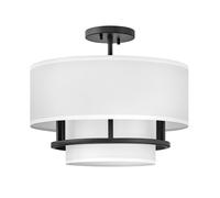 Plafonnier Rond Ø 40,6 Cm Noir Blanc 3x E14 Tissu Métal