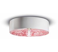 Plafonnier Rond Ø 40 Cm Blanc Rouge E27 Céramique Rétro Fait Main