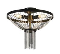 Plafonnier Rond Ø 40 Cm Métal Acrylique Cristal 3X E14 Noir