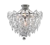 Plafonnier rond 4 lumières en métal avec pampilles en verre diamètre 48cm Rosendal