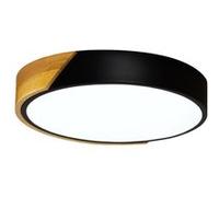 IDMarket - Plafonnier Rond avec LED Noir et Bois diamètre 32 cm