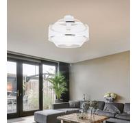 Plafonnier Rond Cage Blanc Avec Anneau En Chrome 1X E27