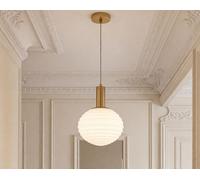 Plafonnier Rond D: 32 Cm Métal Verre E27 En Or Blanc Moderne Lampe À Suspension