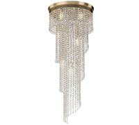 Plafonnier Rond D: 42 Cm H: 97,5 Cm En Or Pour 12x E14 Cristal