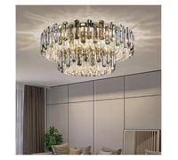 Plafonnier Rond de Luxe en Cristal, Style Post-Moderne, Ambiance chaleureuse, idéal pour Salon ou Chambre (diamètre 80 cm, Hauteur 36 cm).