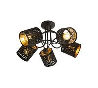 - Plafonnier rond design velours Tuxon - Diam. 46 x H. 27 cm - Noir - Tuxon