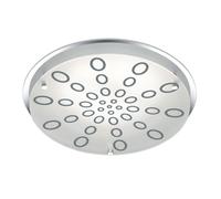 Plafonnier rond en verre, plafonnier à intensité variable, chrome, LED 20W 1800Lm blanc chaud, DxH 31,5x7,5 cm