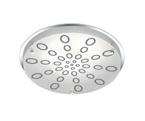 Plafonnier rond en verre, plafonnier à intensité variable, chrome, LED 20W 1800Lm blanc chaud, DxH 31,5x7,5 cm